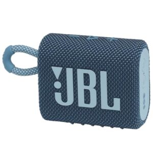 jbl go 3, wireless ultra portable bluetooth speaker, pro sound, vibrant colors with rugged fabric design, waterproof, type c (without mic, blue)