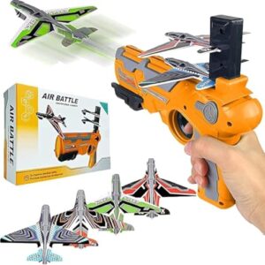 vgrassp catapult toy airplane, pistol shooting game toy gun air battle glider airplane launcher toy for kids outdoor sport aircraft all occasions exciting and fun gift for boys and girls