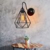 groeien antique decorative diamond cage wall lamp pendant hanging indoor outdoor light (black, bulb not included,metal)