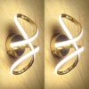 greywings infinity golden modern wall light for home, led wall lamp with 3 color lighting (cool/warm/natural white), perfect for bedroom, hall, pack of 2