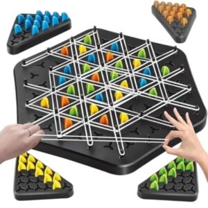morovik chain triangle chess game triggle rubber band game for kids & adults, fun family board game, brain teaser puzzle interactive chess 2 4pla (chain traingle chess game)