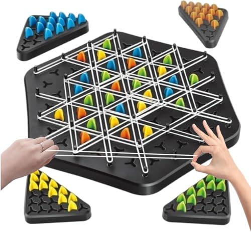 MOROVIK Chain Triangle Chess Game Triggle Rubber Band Game morovik chain triangle chess game triggle rubber band game for kids & adults, fun family board game, brain teaser puzzle interactive chess 2 4pla (chain traingle chess game)
