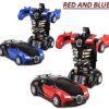 cable world plastic battery operated converting car to robot, robot to car automatically,robot toy, with light and sound for kids indoor and outdoor 3 year, pack of 1
