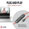 poly (plantronics) blackwire 3220 stereo headset, on ear w/noise canceling mic, 118g, connect to mobile/tablet via usb c/a, lightweight metal headband, dynamic eq, hi fi stereo, black, 9p7x8aa