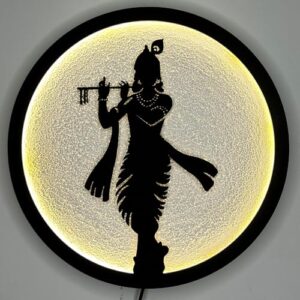 shivarts wood moon wall light & wall lamp | krishna shadow room decor | wall lights for home decoration | wall lamps for bedroom & living room | modern light fixtures & lamps