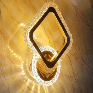 greywings golden led wall light for home, 3 color modes, warm white, cool white, natural white, modern acrylic crystal wall lamp for bedroom, living room, pack of 1