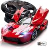 abyz rechargeable remote control sports car with openable doors rc car with led lights for kids super sports car high speed rc car toy big size 3 10 years old kids,multicolor